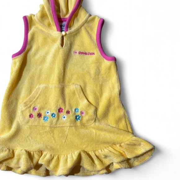 Vintage Yellow OshKosh hooded terry cloth cover up with ruffles and flowers - Picture 2 of 4